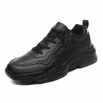 Baskets noires homme vitata - chaussures dcontractes en cuir - semelle paisse - impermables