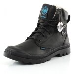 Baskets palladium pampa sport cuff wps - femme - cuir - noir - plat - lacets