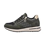 Basket - remonte - gloria - vert - combi - lacets et zip - femme - plat Basket - remonte - gloria - vert - combi - lacets et zip - femme - plat