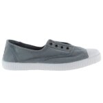 Baskets sans lacets - victoria - 1915 anglaise - toile lav�e - bleu atlantique - femme