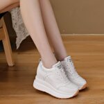 Baskets  semelle compense pour femme chaussure plateforme en cuir vritable talon de 10 cm chaussures ...