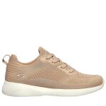 Basket skechers bobs sport squad - tough talk - femme - beige - lacets - mmoire de forme