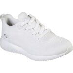 Skechers bobs squad tough talk ? baskets femme blanches lacets textile talon plat