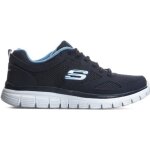 Skechers burns agoura homme - baskets cuir bleu marine avec semelle memory foam