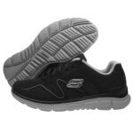 Basket - skechers - satisfaction flash point - noir - homme - lacets - synth�tique