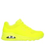 Basket femme - skechers - uno night shades - jaune fluo - lacets - semelle air cooled Basket femme - skechers - uno night shades - jaune fluo - lacets - semelle air cooled