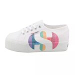 Basket superga - superga - 2790 - cotw printed logoglitter - plateau - femme - blanc multicolore