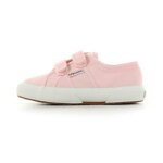 Basket enfant - superga - cotjstrap classic - rose - fermeture � scratch - semelle caoutchouc