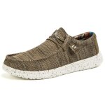 Baskets en toile  enfiler pour homme chaussures de sport dcontractes respirantes plates lgres marron ...