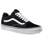 Baskets vans ua old skool noir / blanc mixte - tige en toile - talon plat - lacets
