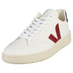 Baskets veja v - 12 xd021955b - homme - blanc - cuir - lacets - caoutchouc