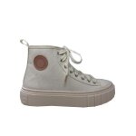 Baskets - victoria - femme - beige - lacets - textile - plat