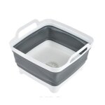 Bassine r�tractable en plastique avec bouchon de vidange - blanc / gris - 9 l