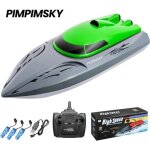 Bateau rc vitesse jouet t�l�command� pimpimsky - batterie rechargeable - 2. 4ghz - 20km - h - vert