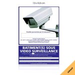 B�timents sous vid�o surveillance panneau signalisation information autocollant - adh�sif - 75 x 105 ...