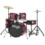 Batterie acoustique 20 - stagg - tim120b wr - rouge - etude - 5 pices
