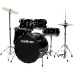 Batterie acoustique - woodbrass - stage 22 - noir brillant - kit complet avec cymbales - idal pour dbutants ...