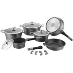 Batterie de cuisine 14 pcs en pierre poigne amovibles