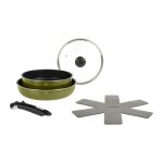 Batterie de cuisine amovible 5 pices sitram en aluminium press recycl pole induction poele. batterie ...