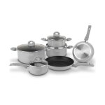 Batterie de cuisine - royalty line - effet pierre - 10 pi�ces - anti - adh�sif - manche amovible