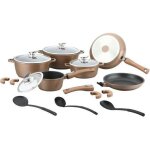 Batterie de cuisine - shepler - effet pierre - 20 pi�ces - aluminium - anti - adh�sif