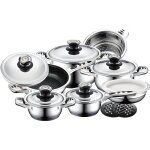 Batterie de cuisine inox avec couvercle en acier inoxydable - tous feux et induction 16 pices - non ...