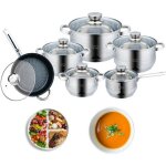 Batterie de cuisine inox avec couvercle en verre - tous feux et induction 12 pices - non pfoa