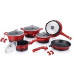 Batterie de cuisine professionnelle 14 pices fonte aluminium revtement marbre marque royalty line avec ...