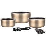 Batterie de cuisine - herzberg - hg8051 - car - 5 pi�ces - rev�tement anti - adh�sif - manche amovible ...