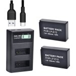 Batterie de rechange 2 pcs et chargeur double rapide pour canon eos m m2 m10 m50 m50 mark ii m100 m200 ...