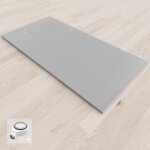 Baya receveur de douche extra - plat aspect pierre gris 80 x 160 cm + bonde