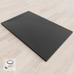 Baya receveur de douche extra - plat aspect pierre noir 90 x 140 cm + bonde Baya receveur de douche extra - plat aspect pierre noir 90 x 140 cm + bonde