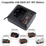 Chargeur de rechange - folaya - bdc2a36 lcs36 - compatible 36v black + decker - indicateur led - 13 a ...