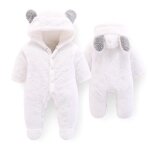 B�b� barboteuse � capuche hiver combinaison de neige polaire � manches longues - blanc