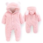 B�b� barboteuse � capuche hiver combinaison de neige polaire � manches longues - rose