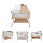 Beige berceau cododo avec un matelas de langer pour bébé 3 en 1 lit de chevet berceau à bascule et lit ... Beige berceau cododo avec un matelas de langer pour bébé 3 en 1 lit de chevet berceau à bascule et lit ...