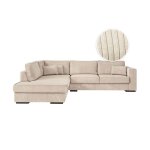 Belami - canap dangle xxl 6 places en velours ctel - beige - angle gauche