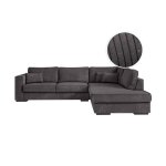 Belami - canap dangle xxl 6 places en velours ctel - gris fonc - angle droit