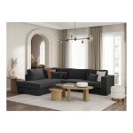 Belami - canap dangle xxl 6 places en velours ctel - gris fonc - angle gauche