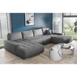 Beluti - canap� dangle panoramique en u convertible. tissu design. lit + coffre de rangement (gris fonc�) ...