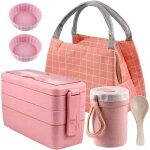 Bento box - zgeer - ensemble tout - en - un - rose - 1000 ml - compatible lave - vaisselle