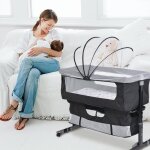 Berceau cododo homewell - r�glable en hauteur - roues - 92 * 58 * 70 - 90cm - noir