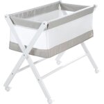 Berceau cododo pliable 90 x 45 roba en toile et maille + matelas et roulettes  freins - gris / blanc ...