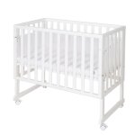 Berceau cododo roba 3en1 rglable - bois blanc - matelas - barrires - pourtour en maille - 90 x 45 cm ...