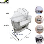Berceau hauteur r�glable willonin� - gris - cododo � roulettes - lit b�b� multifonction