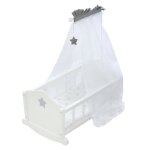 Berceau de poupe en bois stella - roba - lit  bascule pour poupon - blanc / gris