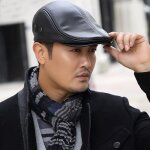 Bret en cuir gavroche homme casquette noir chapeau dcontract  la retro td243672