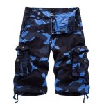 Bermuda cargo homme camouflage casual bermuda multi - poches vêtement en coton - bleu Bermuda cargo homme camouflage casual bermuda multi - poches vêtement en coton - bleu
