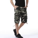 Bermuda cargo homme camouflage casual bermuda multi - poches v�tement en coton homme ete - vert militaire ...