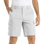 Bermuda cargo homme couleur unie coupe droite multi - poches t - blanc